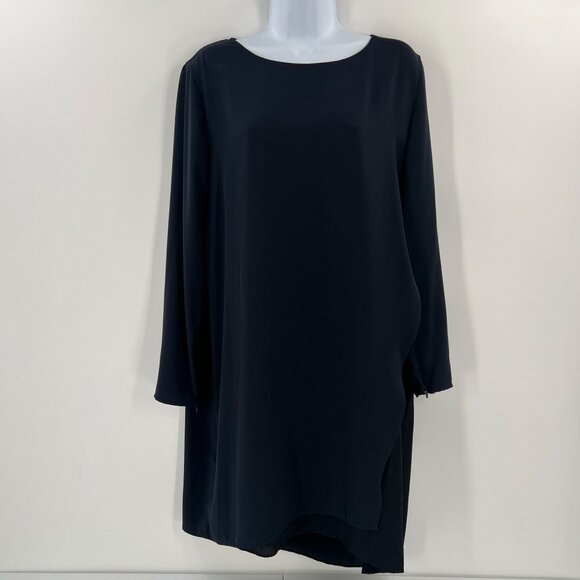 AllSaints 10 Black Roder Shift Dress Japanese Cloth Silk Viscose Minimalist - Picture 1 of 13